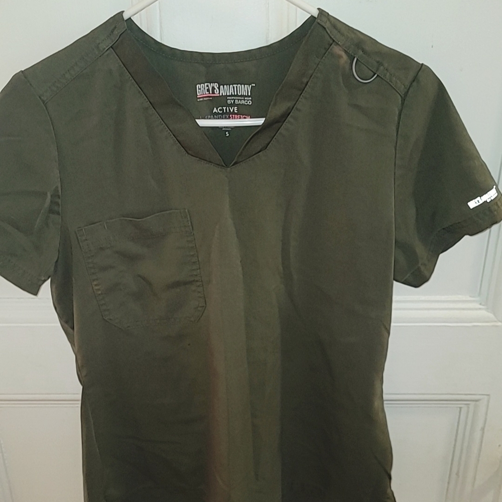 Grey's Anatomy Olive Green V-Neck Medical Scrub Top & Blue Scrub Set